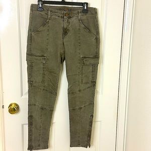J Brand olive color, skinny cargo jeans, side pockets, size 31